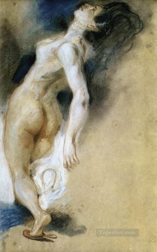 Desnudo femenino asesinado por detrás del romántico Eugene Delacroix Pinturas al óleo